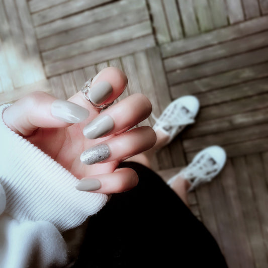 Fashion  nail Finished Nail Beauty Fake Nails Nail Patch Popular INS Gray Nail Stickers UV Nail L70