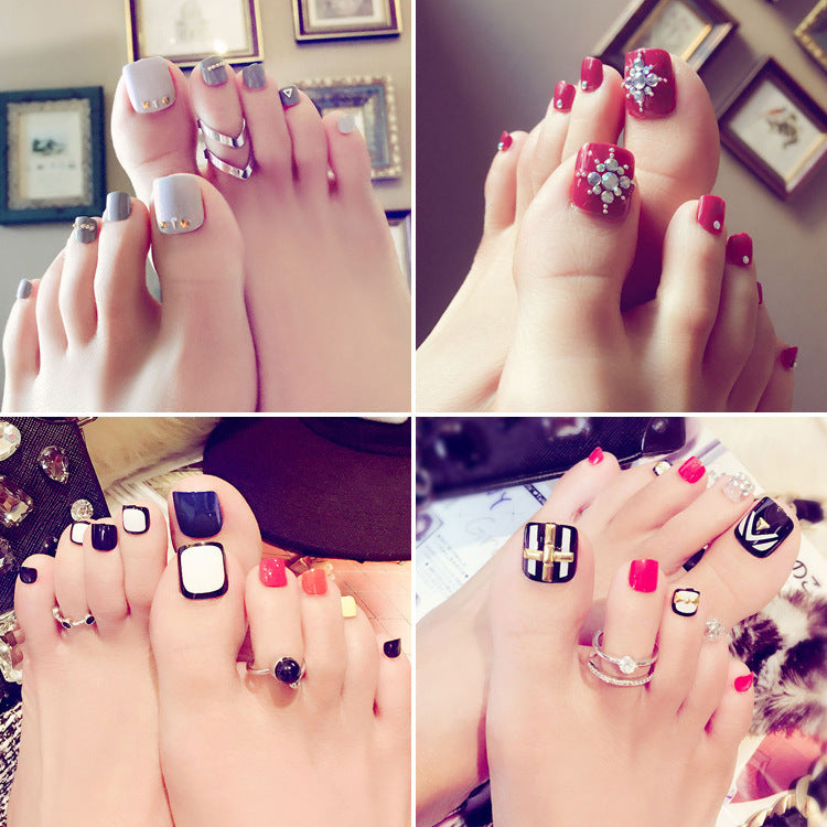 Fashion  nail Fake Nails Finished Nail Beauty Wear Nail Nail Stickers Finger Nail Sticker 24 Patch Pack Nail Shaped Piece J Collection