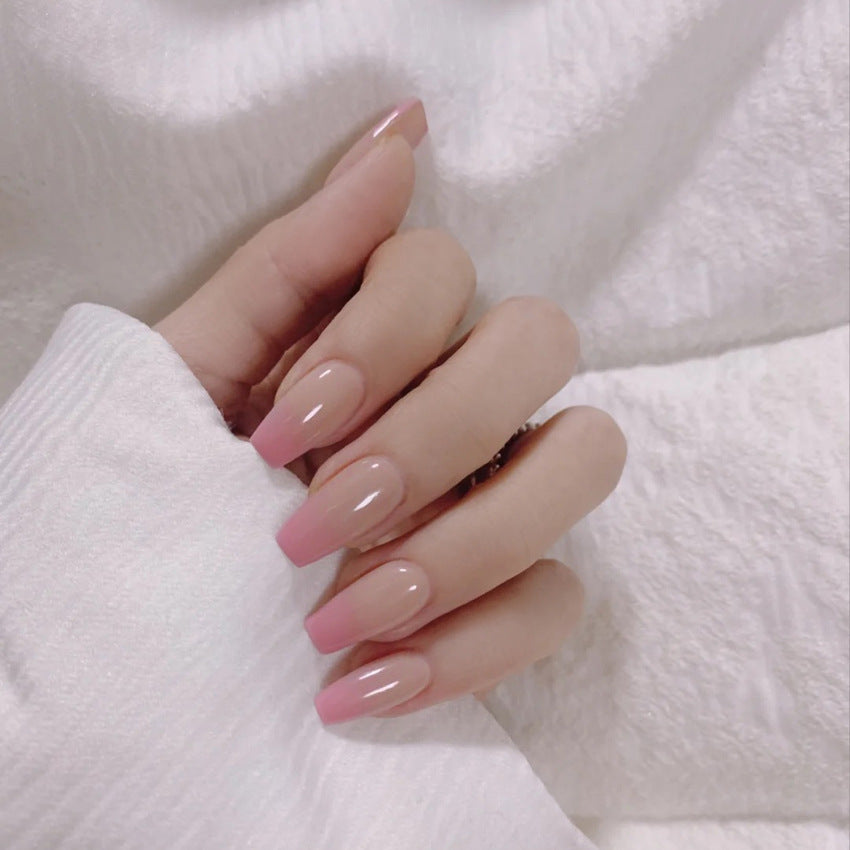 Fashion  nail Tina Manicure Finished Nail Beauty Internet Celebrity Same Ins Gradient Ballet Nail Fake Nails Nail Stickers S88