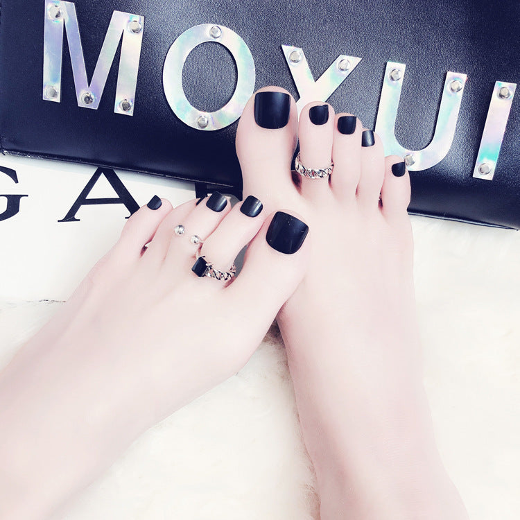 Fashion  nail Tina Finished Nail Beauty Fake Nail Patch Nail Solid Color Toenail Nail Sticker Nail Shaped Piece 24 Pieces F Series