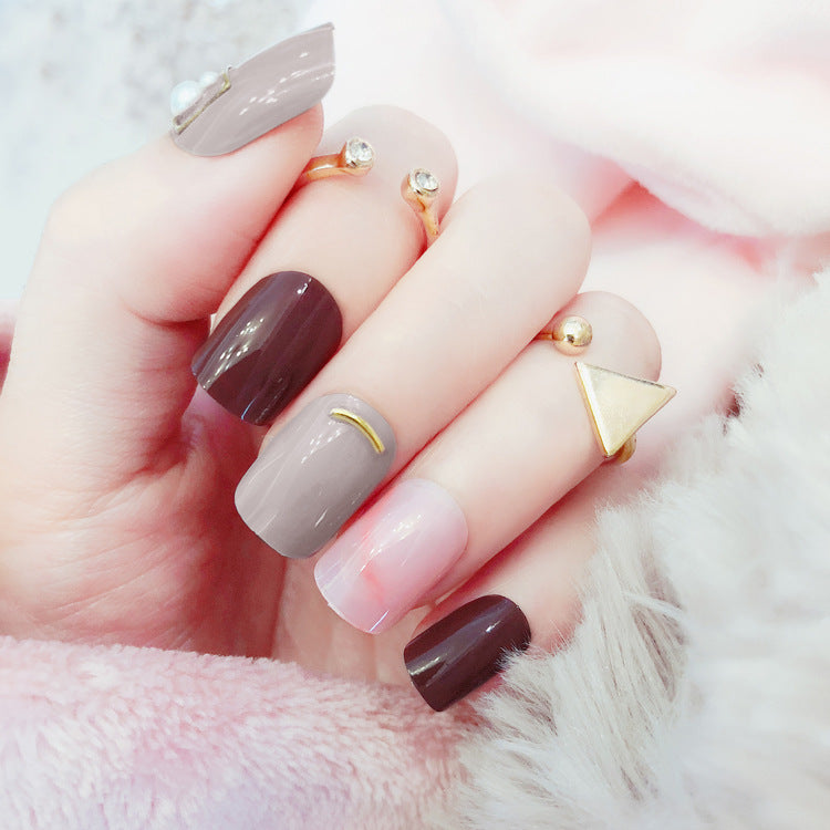 Fashion  nail Tina Wear Fake Nails Manicure Bridal Patch 24 Pieces Fake Nails Waterproof Nail Shaped Piece Collection