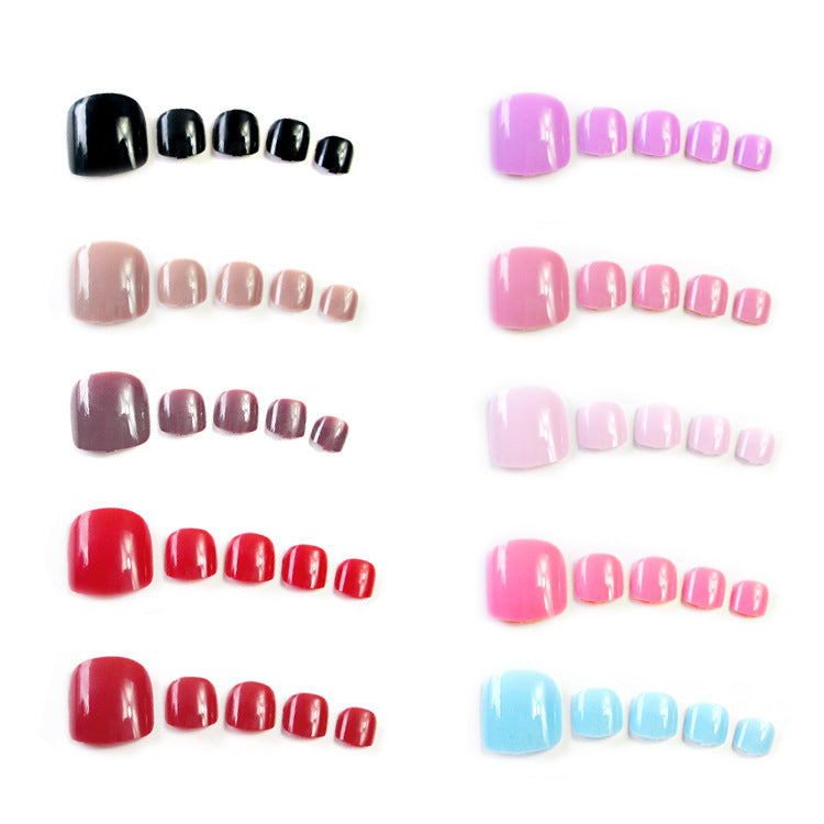 Fashion  nail Tina Finished Nail Beauty Fake Nail Patch Nail Solid Color Toenail Nail Sticker Nail Shaped Piece 24 Pieces F Series