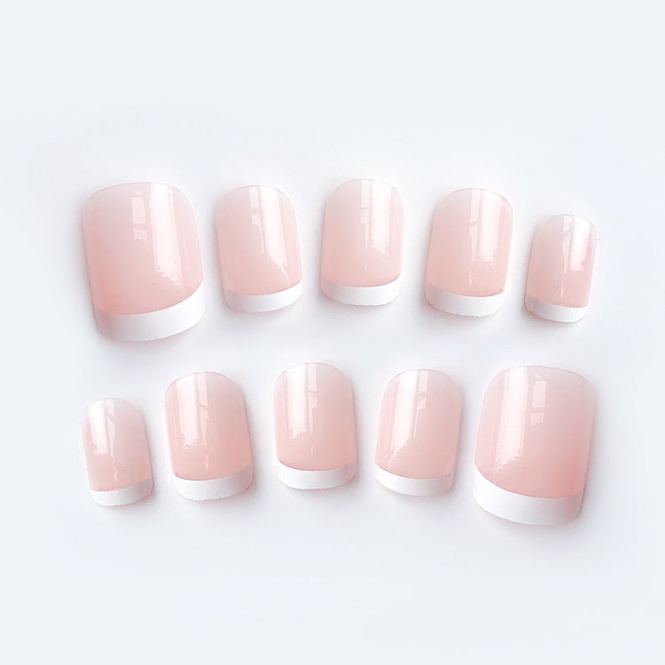 Fashion  nail Tina Finished Nail Beauty French Short Fake Nail Patch 24 Pieces Boxed Short French Style