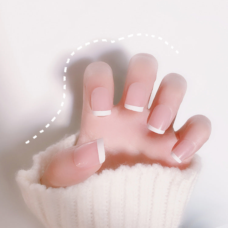Fashion  nail Tina Finished Nail Beauty French Short Fake Nail Patch 24 Pieces Boxed Short French Style