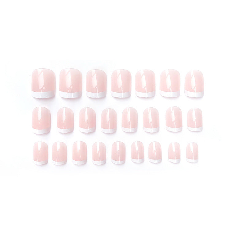 Fashion  nail Tina Finished Nail Beauty French Short Fake Nail Patch 24 Pieces Boxed Short French Style