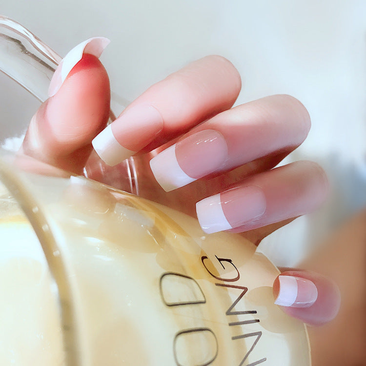 Fashion  nail Tina Nail Tips Finished Nail Beauty French Long Fake Nail Patch Wear 24 Pieces Boxed Long Style
