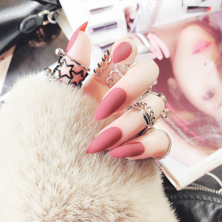 Fashion  nail Internet Celebrity Fake Nail Patch Wear Armor Finished Product Nail Tip Nail Stickers Disassembly Nail Patch Nail Stickers Solid Color Finger