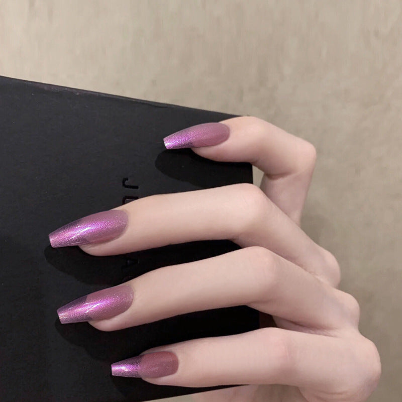 Fashion  nail Tina Manicure Long European and American Ballet Nail Wear Nail Finished Patch Fake Nails Nail Patch Aurora Purple R4