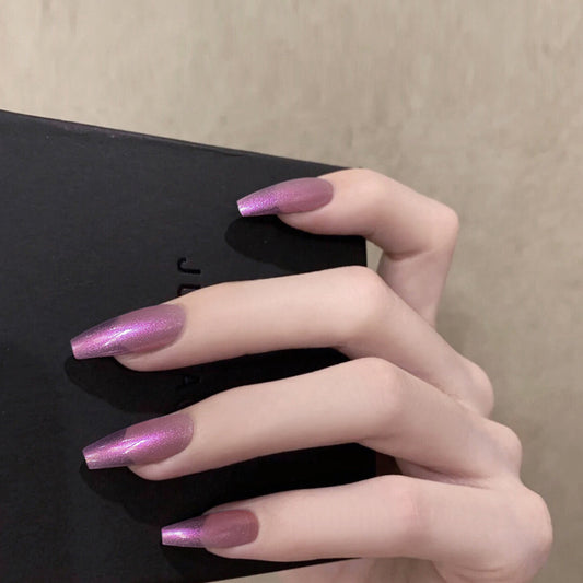 Fashion  nail Tina Manicure Long European and American Ballet Nail Wear Nail Finished Patch Fake Nails Nail Patch Aurora Purple R4