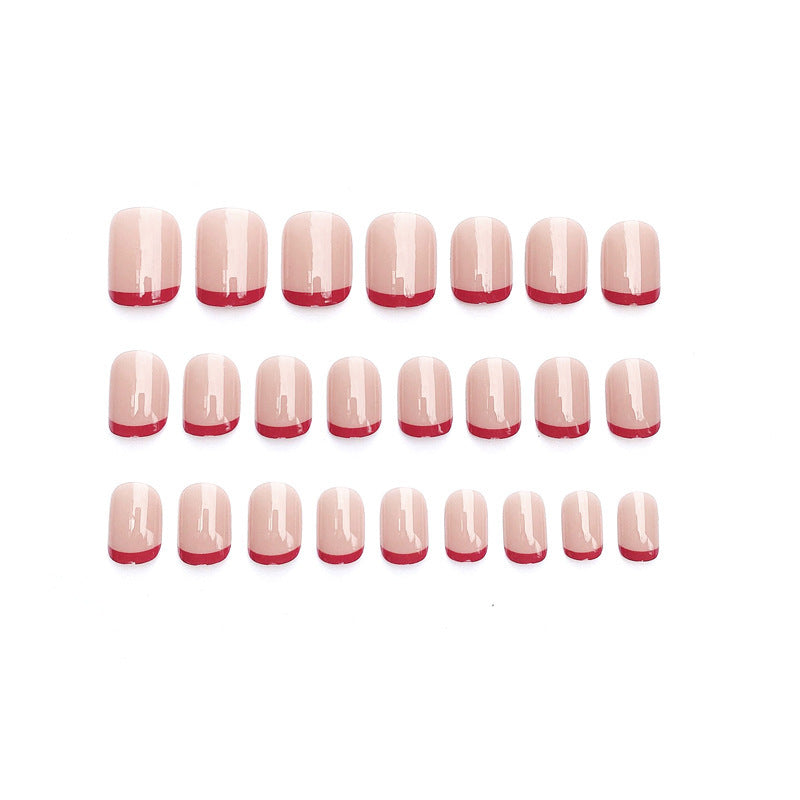 Fashion  nail Manicure Elegant Red Edge French Simplicity Wear Nail Finished Patch Fake Nails Nail Patch Nail Tip S98