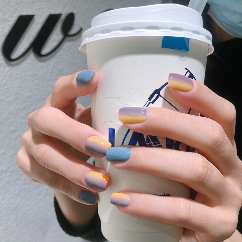 Fashion  nail Manicure Temperament Gradient Simple and Short Wear Nail Finished Patch Fake Nails Nail Patch Nail Tip S99