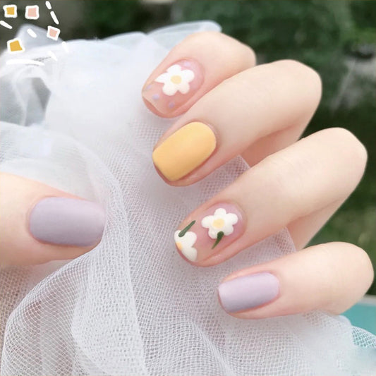 Fashion  nail Manicure Frosted and Matte Small Flower Wear Nail Finished Patch Fake Nails Nail Patch Nail Tip MS-27