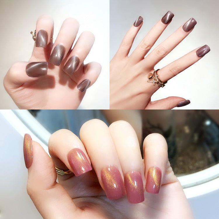 Fashion  nail Finished Nail Beauty Internet Celebrity Same Ins Cat Eye Fake Nails Nail Stickers UV Nail L10