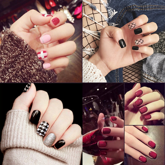 Fashion  nail Wear Finished Nail Beauty Popular Short Fake Nail Patch 24 Pieces Boxed Finished Patch in Stock Collection