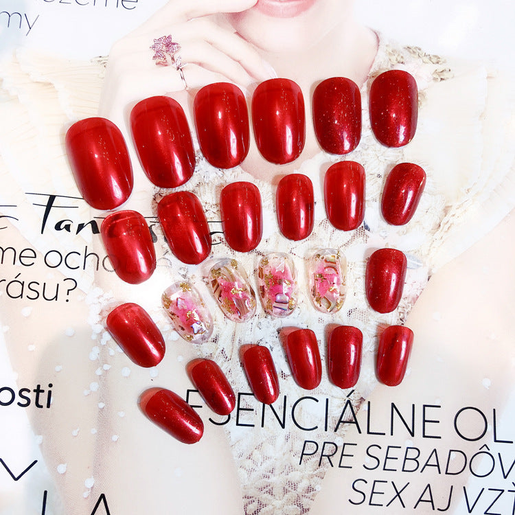 Fashion  nail Finished Nail Beauty Fake Nails Nail Art 24 PCs Finished Shell Gold Foil Good Quality UV Nail L38