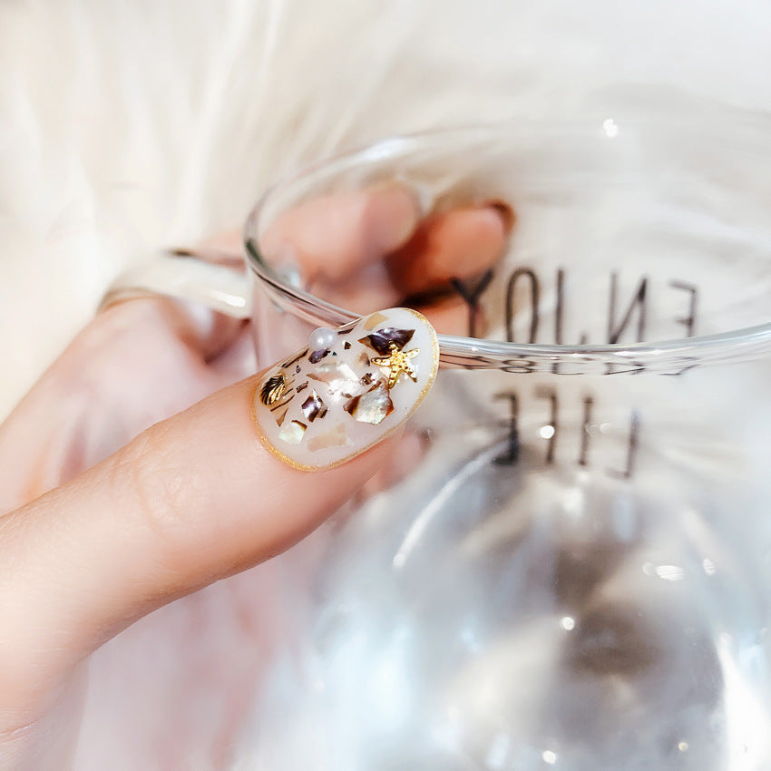 Fashion  nail Finished Nail Beauty Internet Celebrity Same Wear Armor Shell Fake Nails Sequins Nail Stickers UV Nail L65