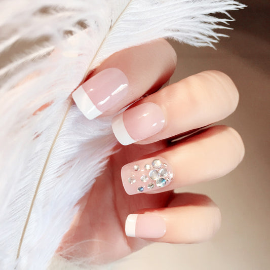 Fashion  nail Finished Manicure 24 Pieces Boxed French Fake Nails Mature Fashion Bride Nail Stickers C64