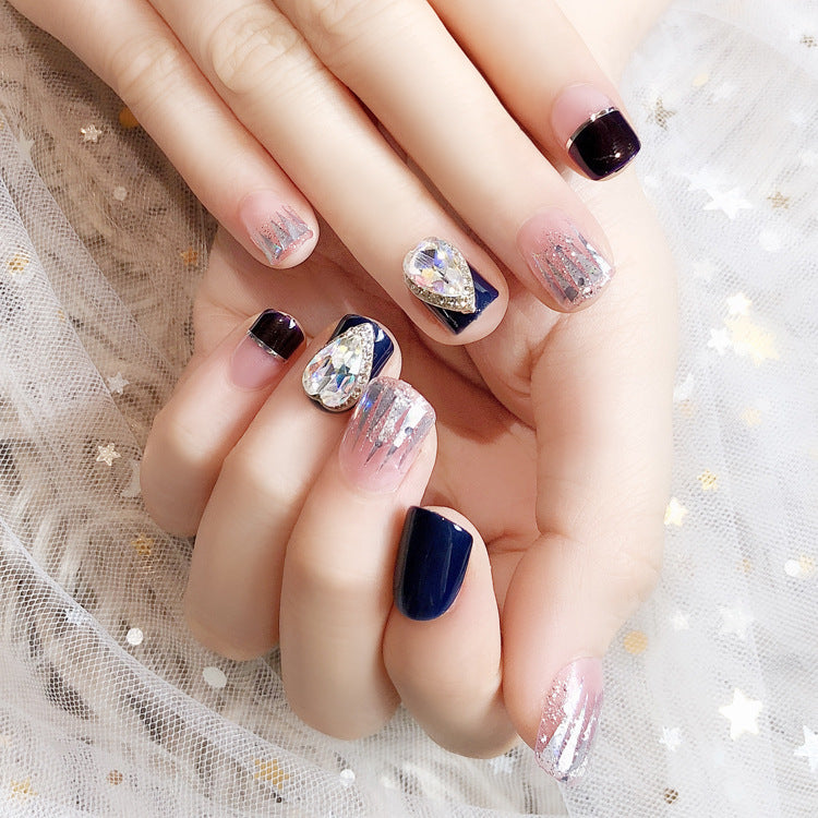 Fashion  nail Nail Tips Finished Product Fake Nails Large Diamond 24 Pieces Finished Product UV Nail L37