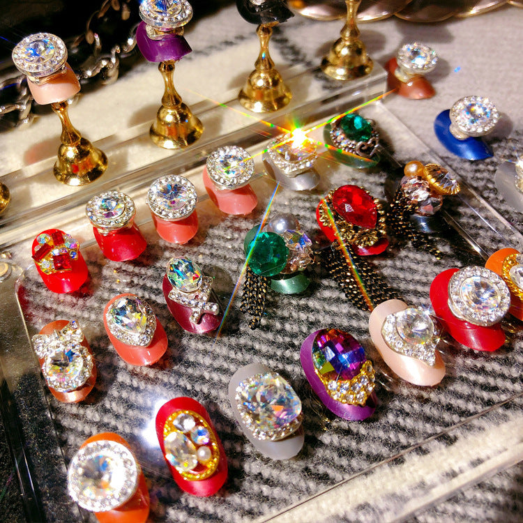 Fashion  nail Tina Fake Nails Nail Stickers Finished Rotating Beads Nail Wear Nail Fingertip Jewelry Transfer Beads K