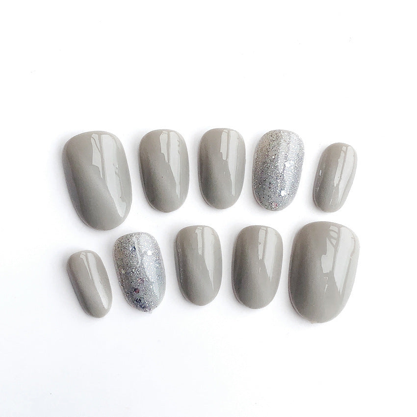 Fashion  nail Finished Nail Beauty Fake Nails Nail Patch Popular INS Gray Nail Stickers UV Nail L70