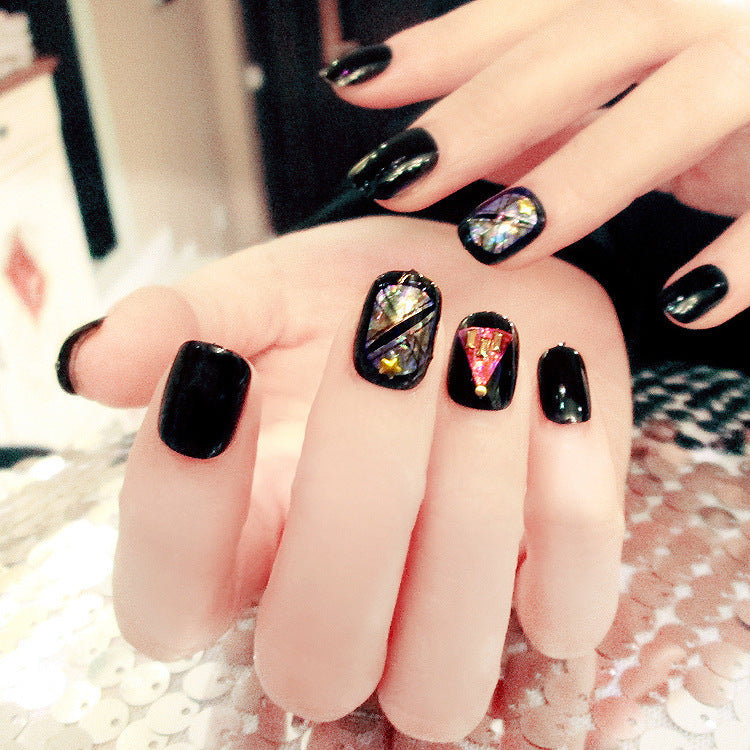 Fashion  nail Finished Nail Beauty Magazine Style Japanese Laser Colorful Fake Nails 24 Pieces UV Nail L23