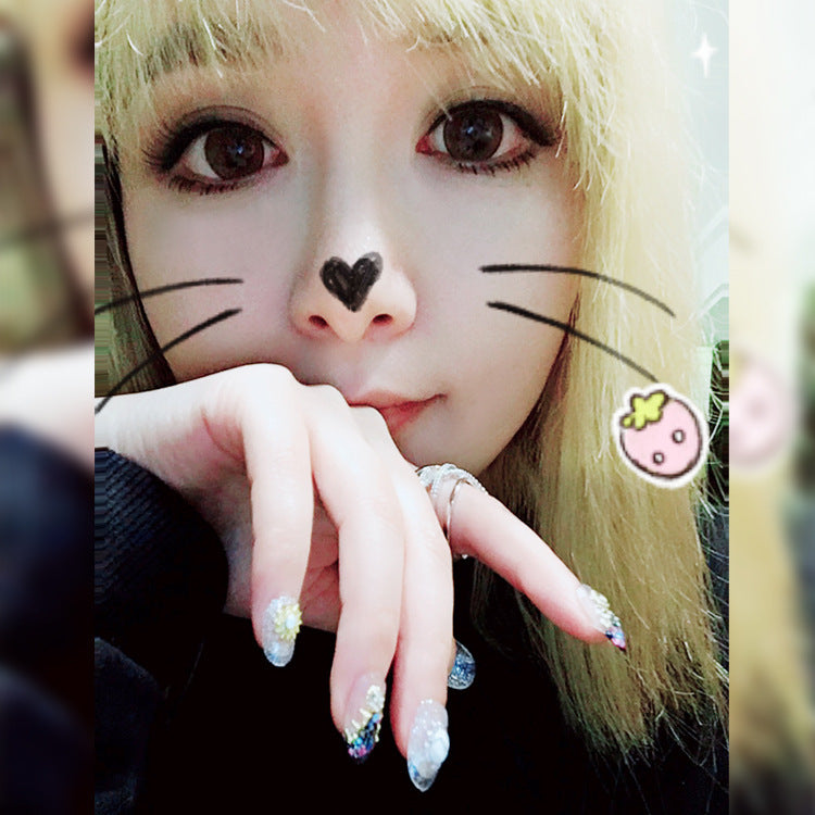 Fashion  nail Finished Nail Beauty Japanese Magazine Style Large Sequins Rivet Fake Nails 24 Pieces UV Nail L30