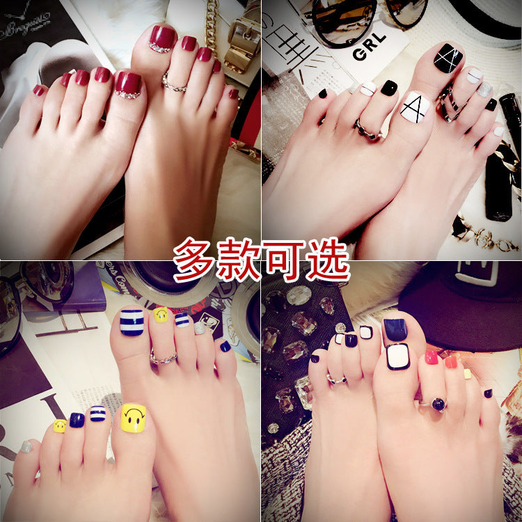 Fashion  nail Fake Nails Finished Nail Beauty Wear Nail Nail Stickers Finger Nail Sticker 24 Patch Pack Nail Shaped Piece J Collection
