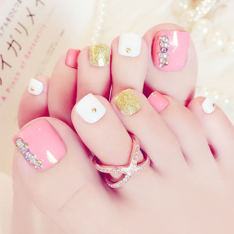 Fashion  nail Fake Nails Finished Nail Beauty Wear Nail Nail Stickers Finger Nail Sticker 24 Patch Pack Nail Shaped Piece J Collection
