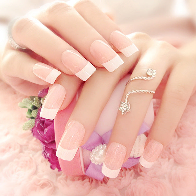 Fashion  nail Tina Nail Tips Finished Nail Beauty French Long Fake Nail Patch Wear 24 Pieces Boxed Long Style