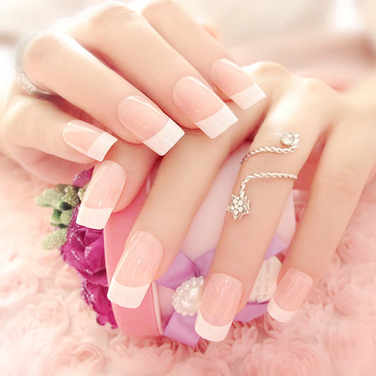 Fashion  nail Tina Nail Tips Finished Nail Beauty French Long Fake Nail Patch Wear 24 Pieces Boxed Long Style