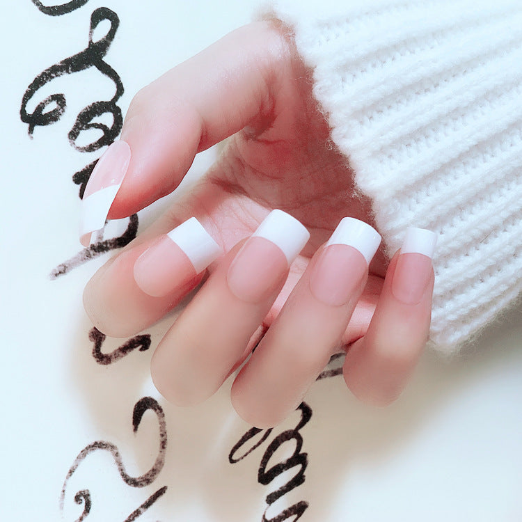 Fashion  nail Tina Nail Tips Finished Nail Beauty French Long Fake Nail Patch Wear 24 Pieces Boxed Long Style