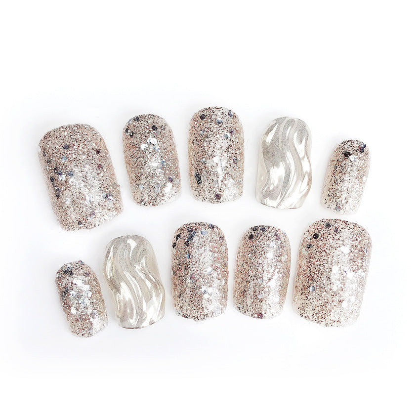 Fashion  nail Tina Finished Nail Beauty Internet Celebrity Same Wave Nail Finished Sequins Water Ripple Nail Stickers UV Nail L68