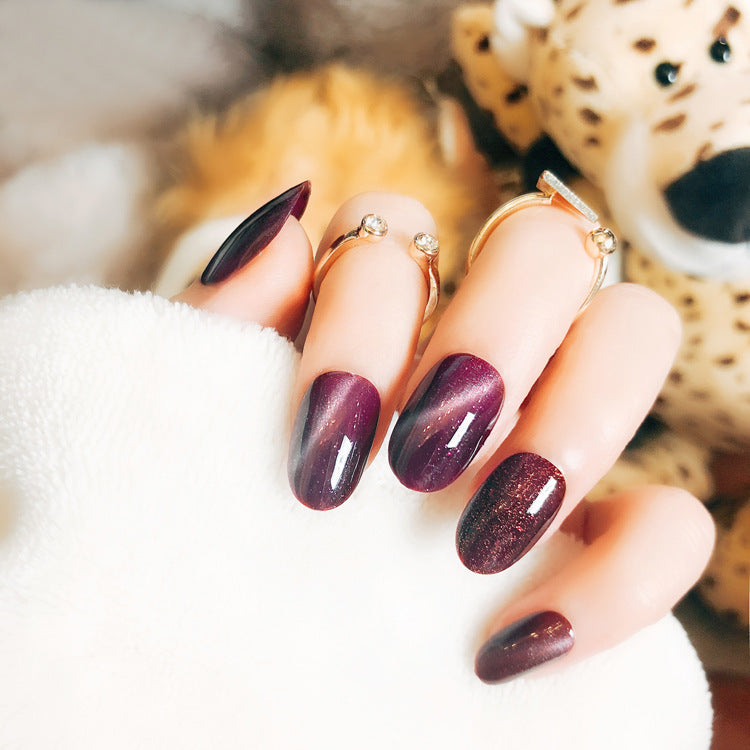 Fashion  nail Tina Finished Nail Beauty Fake Nails Nail Patch Popular Cat Eye Nail Stickers UV Nail L Cat Eye Nail Stickers