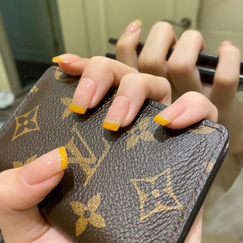 Fashion  nail Tina Manicure Elegant Yellow Edge French Simplicity Wear Nail Finished Patch Fake Nails Nail Patch Nail Tip S89