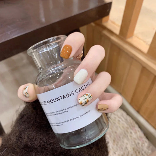 Fashion  nail Manicure European and American Short Wear Manicure Mori Style Lady Popular Fake Nail Tip Finished Product Nail Tip Manicure S95