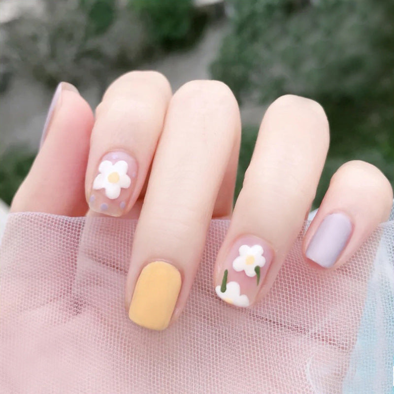 Fashion  nail Manicure Frosted and Matte Small Flower Wear Nail Finished Patch Fake Nails Nail Patch Nail Tip MS-27