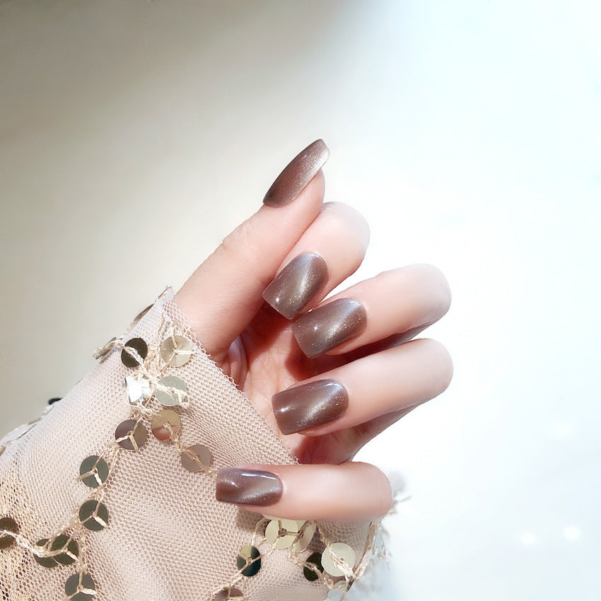 Fashion  nail Finished Nail Beauty Internet Celebrity Same Ins Cat Eye Fake Nails Nail Stickers UV Nail L10
