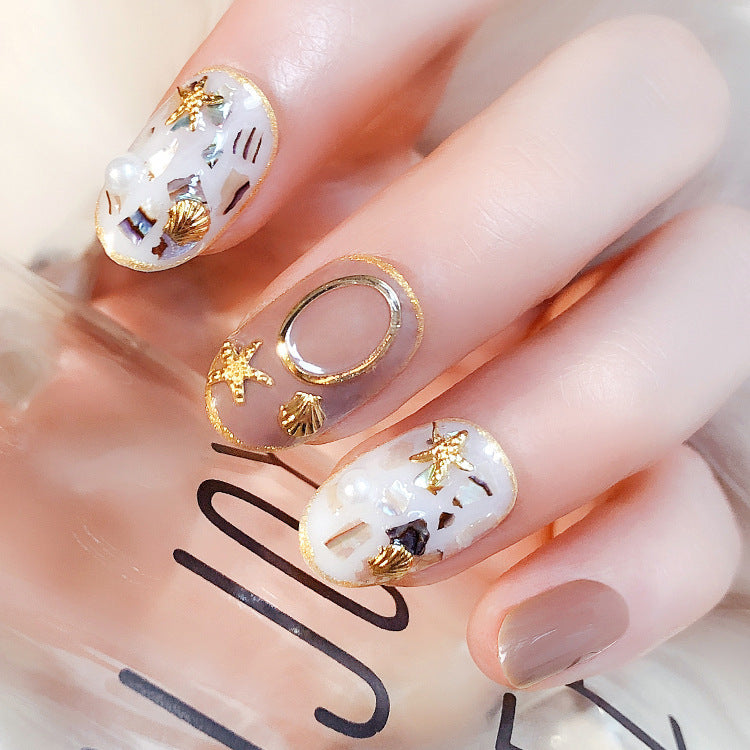 Fashion  nail Finished Nail Beauty Internet Celebrity Same Wear Armor Shell Fake Nails Sequins Nail Stickers UV Nail L65