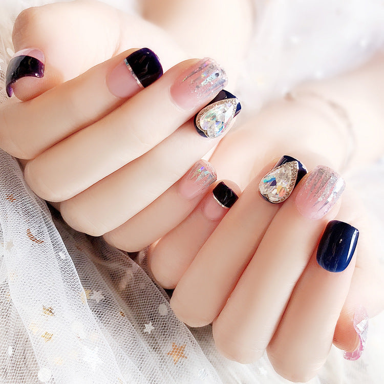 Fashion  nail Nail Tips Finished Product Fake Nails Large Diamond 24 Pieces Finished Product UV Nail L37