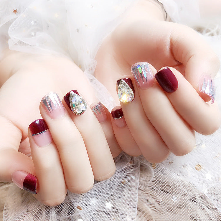 Fashion  nail Nail Tips Finished Product Fake Nails Large Diamond 24 Pieces Finished Product UV Nail L37