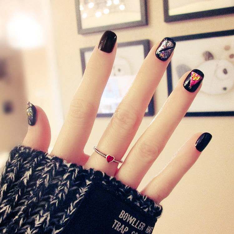 Fashion  nail Finished Nail Beauty Magazine Style Japanese Laser Colorful Fake Nails 24 Pieces UV Nail L23