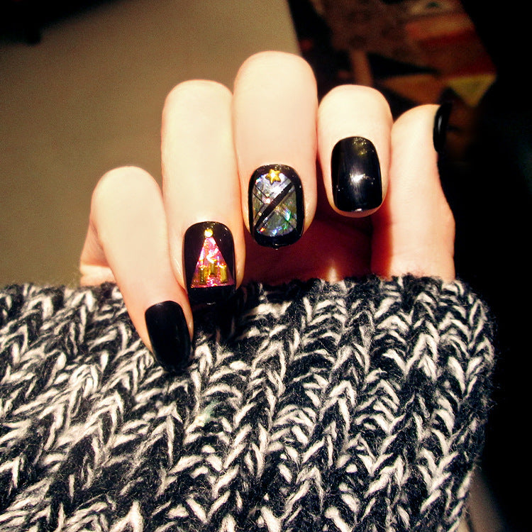 Fashion  nail Finished Nail Beauty Magazine Style Japanese Laser Colorful Fake Nails 24 Pieces UV Nail L23