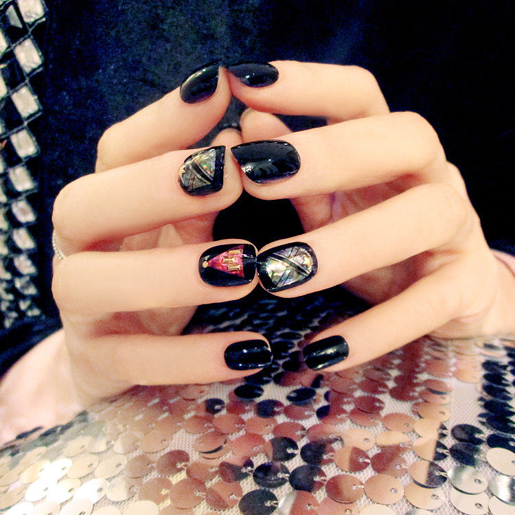 Fashion  nail Finished Nail Beauty Magazine Style Japanese Laser Colorful Fake Nails 24 Pieces UV Nail L23
