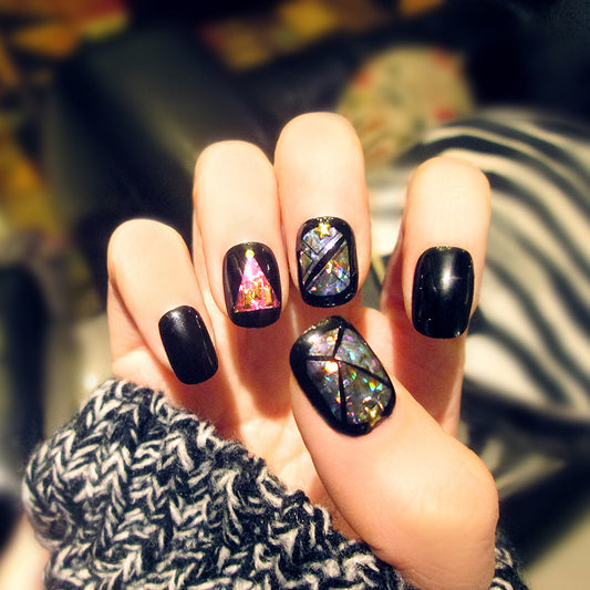 Fashion  nail Finished Nail Beauty Magazine Style Japanese Laser Colorful Fake Nails 24 Pieces UV Nail L23