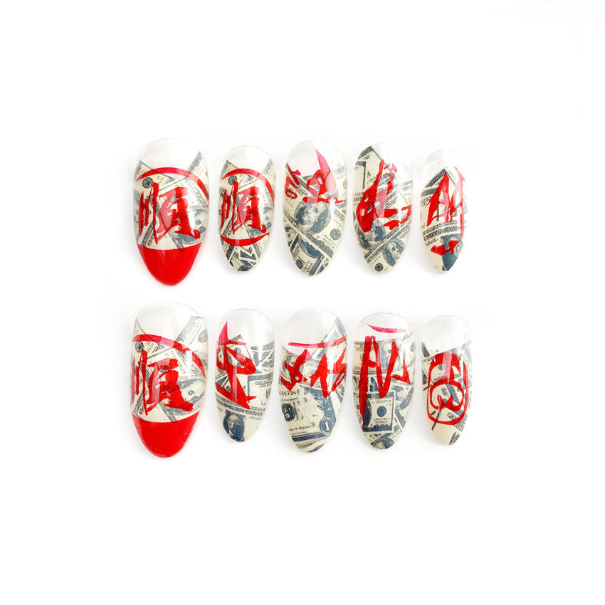 Fashion  nail Finished Nail Beauty Internet Celebrity Same Style Wear Nail Tip Nail Fake Nails Sequins Nail Stickers UV Nail L59