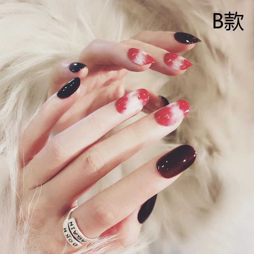 Fashion  nail Finished Nail Beauty Internet Celebrity Same Ins Rendering round Head Fake Nails Sequins Nail Stickers UV Nail L60