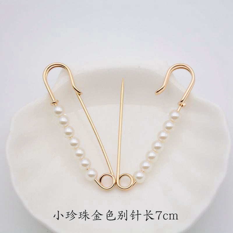 配饰胸针防走光珍珠胸针 女一字高档胸花别针蝴蝶插针丝巾扣 裙口收腰神器