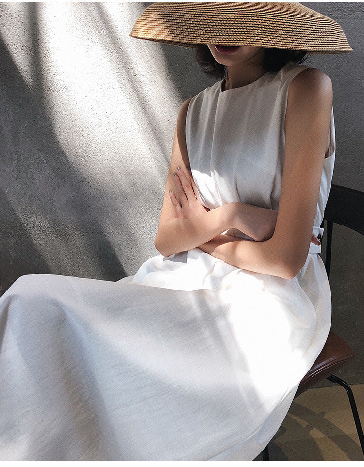 Fashion women's wear  Women's Clothing Sleeveless Dress Graceful Shift Dress Waist Mid-Length Slimming Slip Dress
