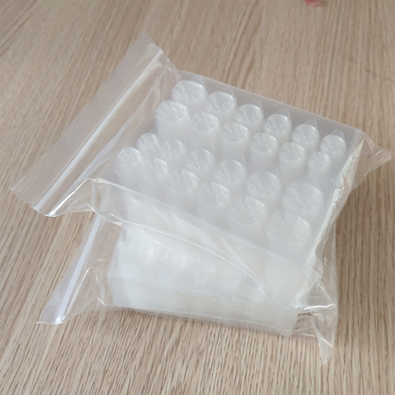 24粒透明粘贴假指甲片美甲工具背胶贴穿戴美甲双面果冻胶地摊货源