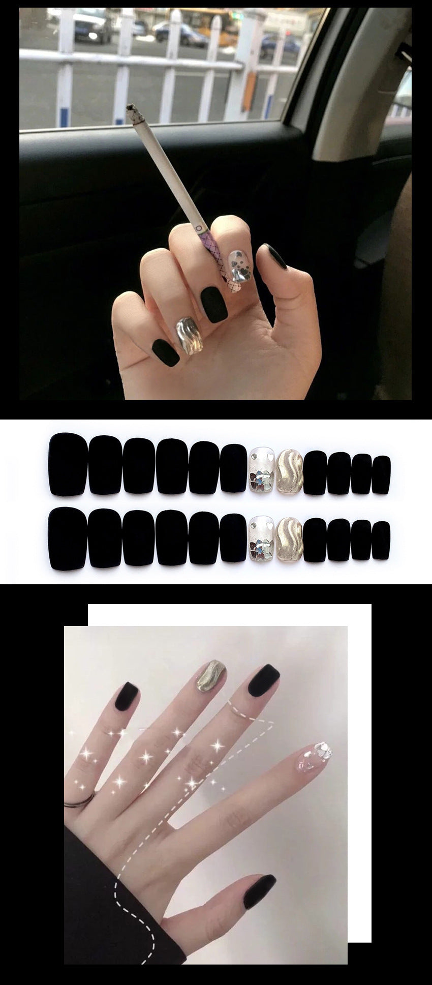 Fashion  nail Tina Finished Nail Beauty Internet Celebrity Same Ins Fake Nails Nail Stickers Wave Ripple UV Nail L67